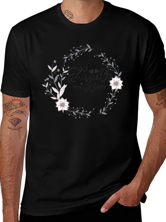 Blessed Gigi T-Shirt - Floral Wreath Design