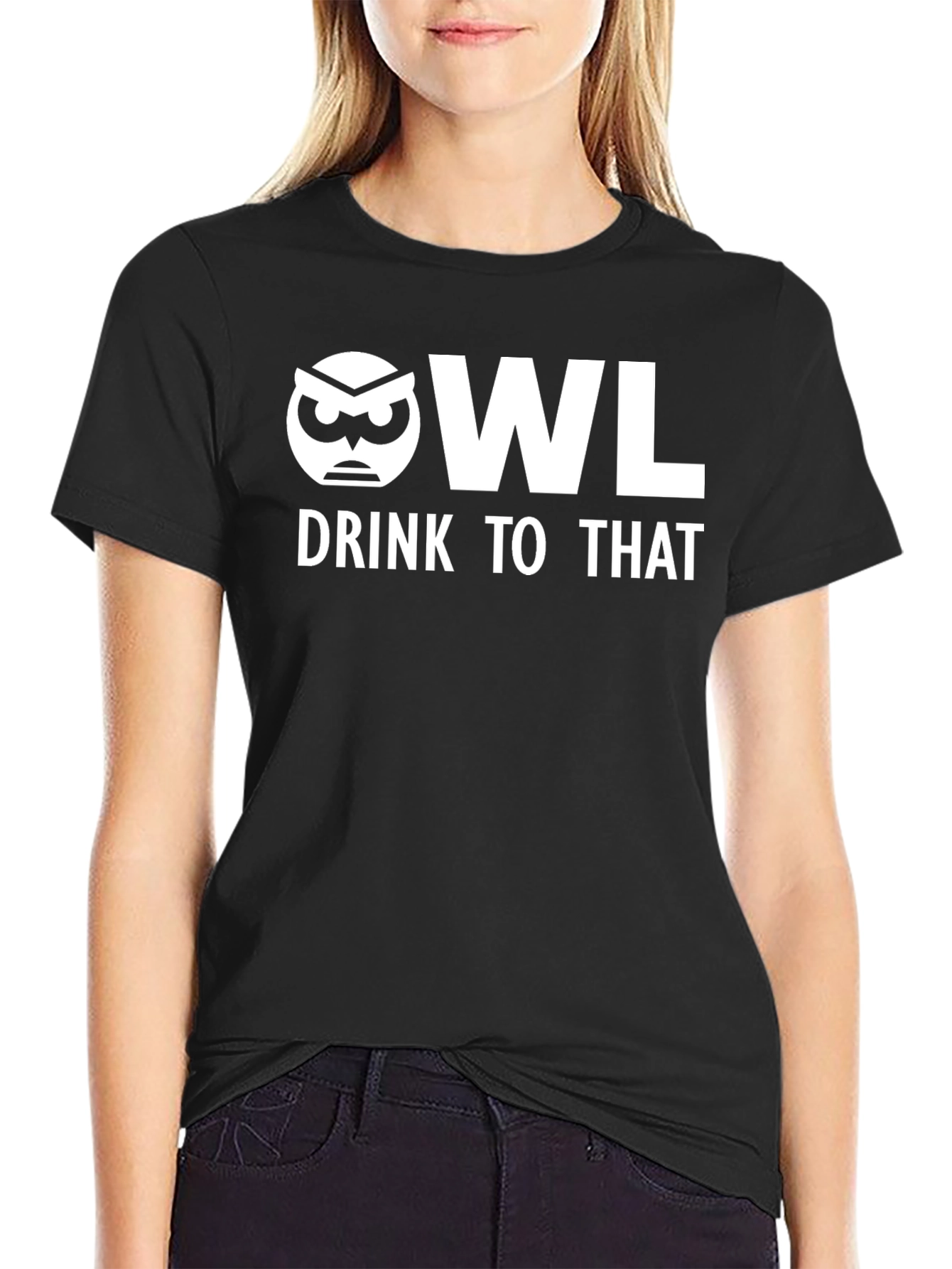 Owl Drink To That T-Shirt Black Novelty Tee
