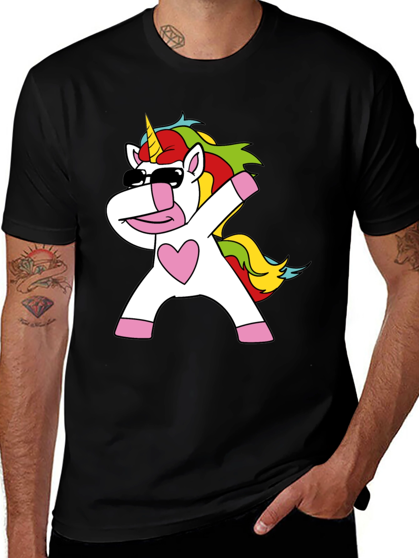 Dabbing Unicorn Black T-Shirt