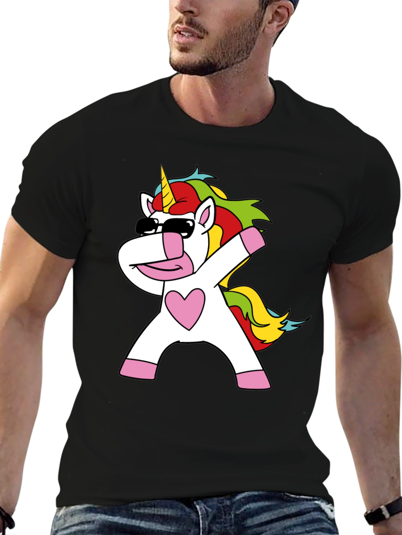 Dabbing Unicorn Black T-Shirt