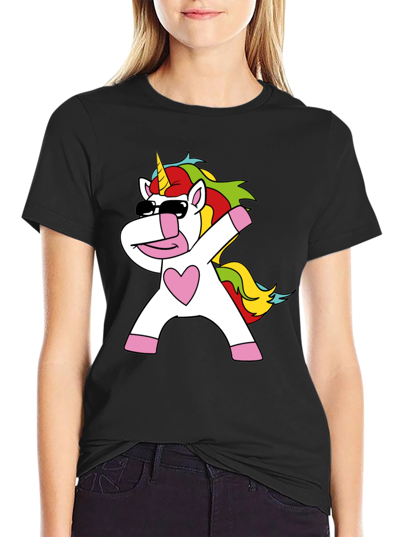 Dabbing Unicorn Black T-Shirt