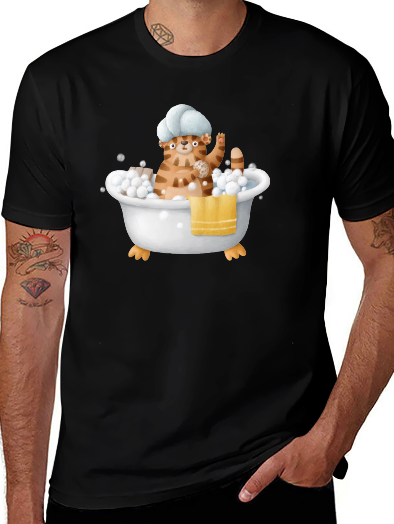 Funny Cat in Tub T-Shirt