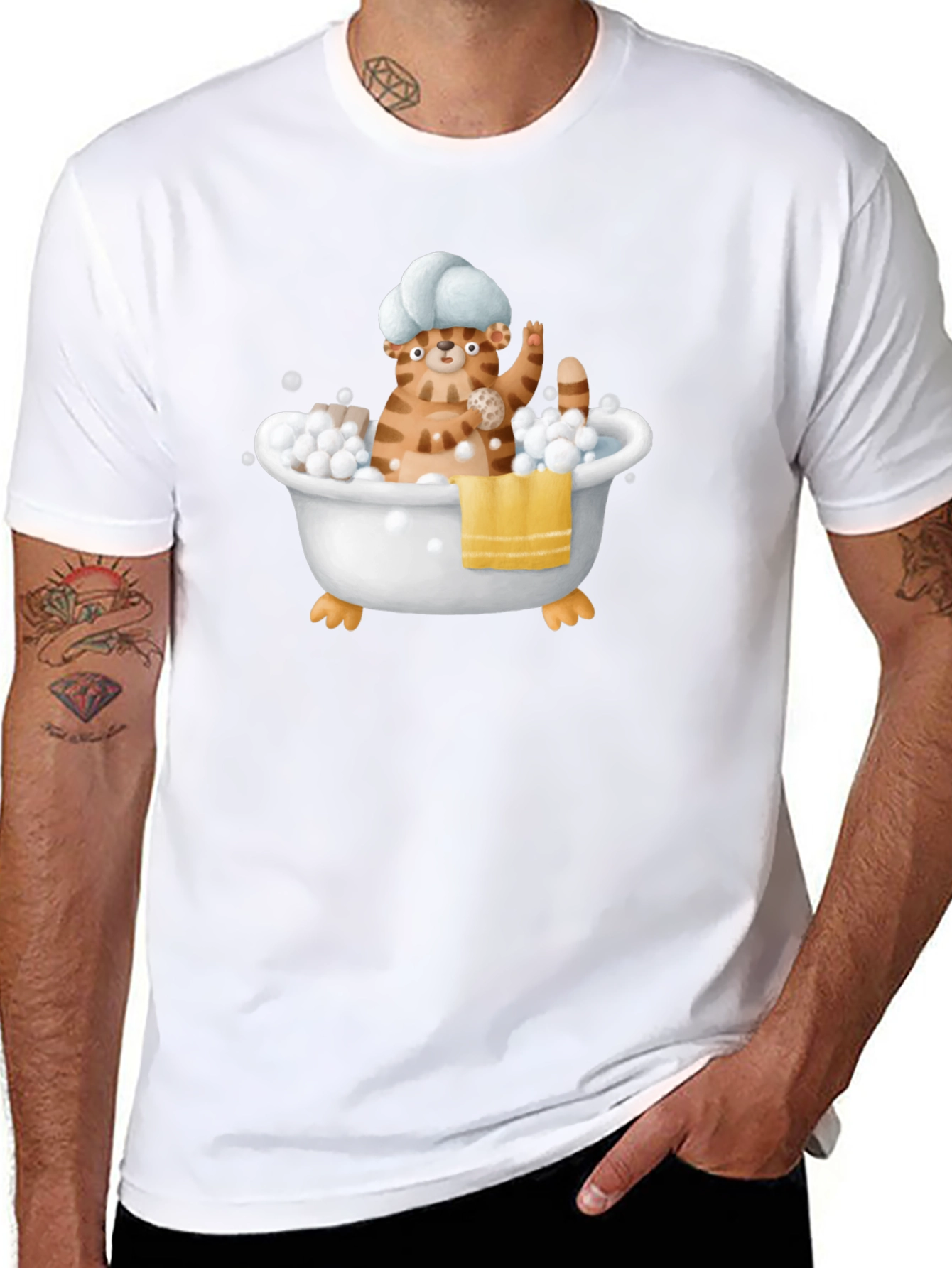 Funny Cat in Tub T-Shirt
