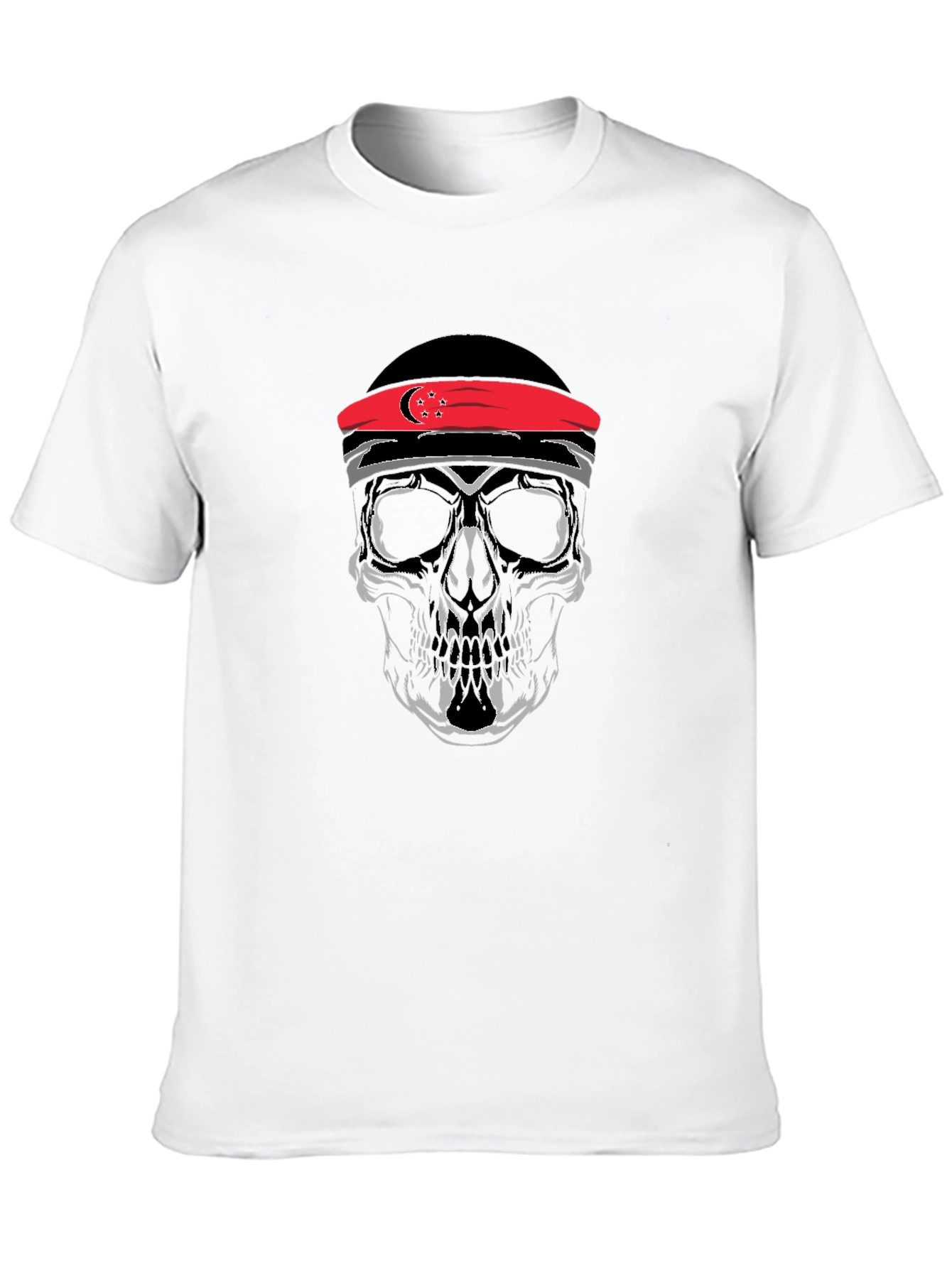 Skull Graphic Tee - Singapore Flag Headband