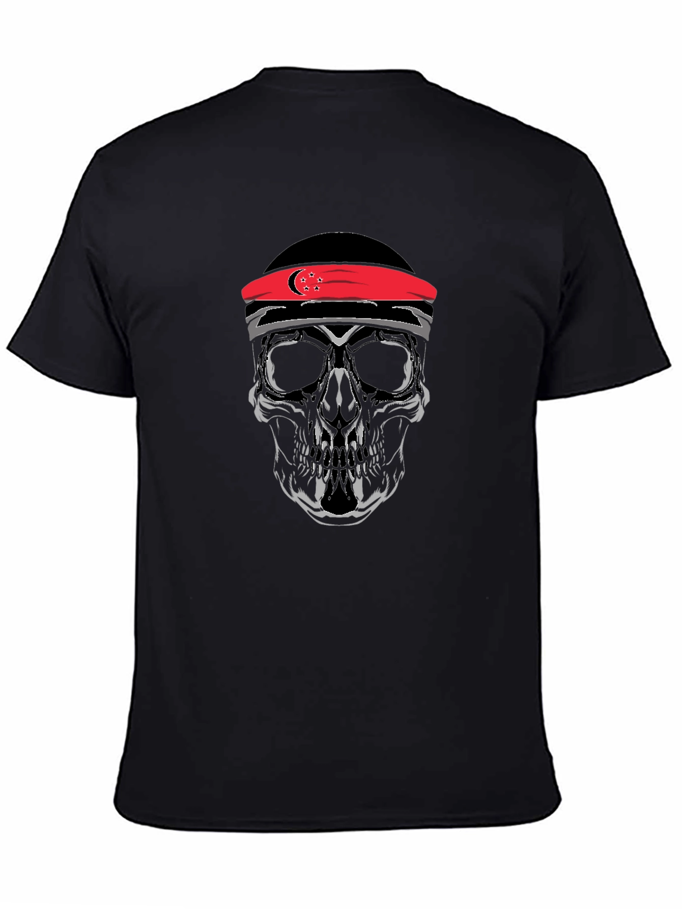 Skull Graphic Tee - Singapore Flag Headband