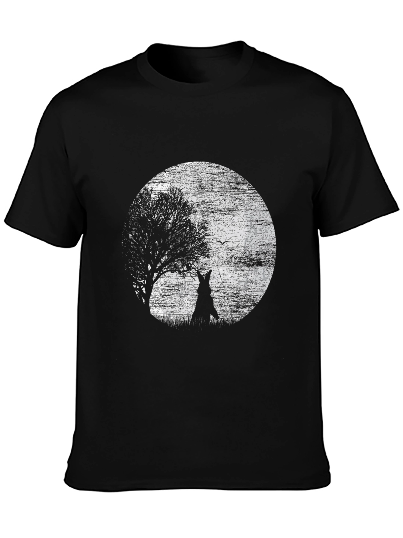 Wolf Moon Graphic Tee - Black Cotton T-Shirt
