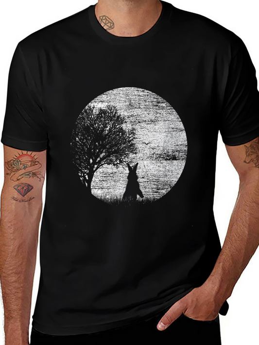 Wolf Moon Graphic Tee - Black Cotton T-Shirt
