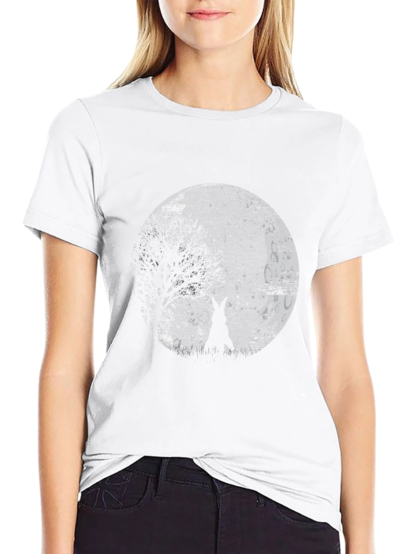 Wolf Moon Graphic Tee - Black Cotton T-Shirt