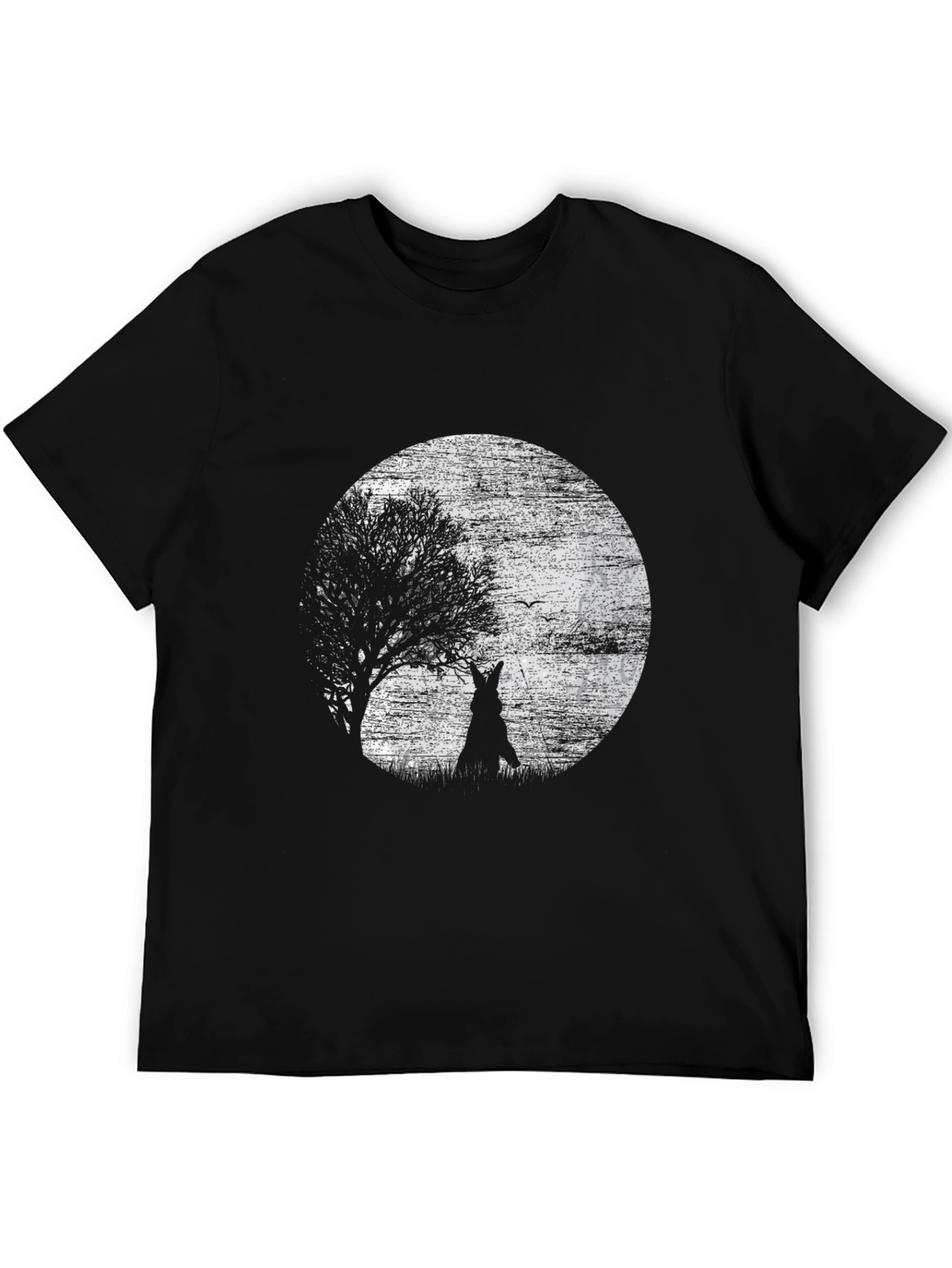 Wolf Moon Graphic Tee - Black Cotton T-Shirt