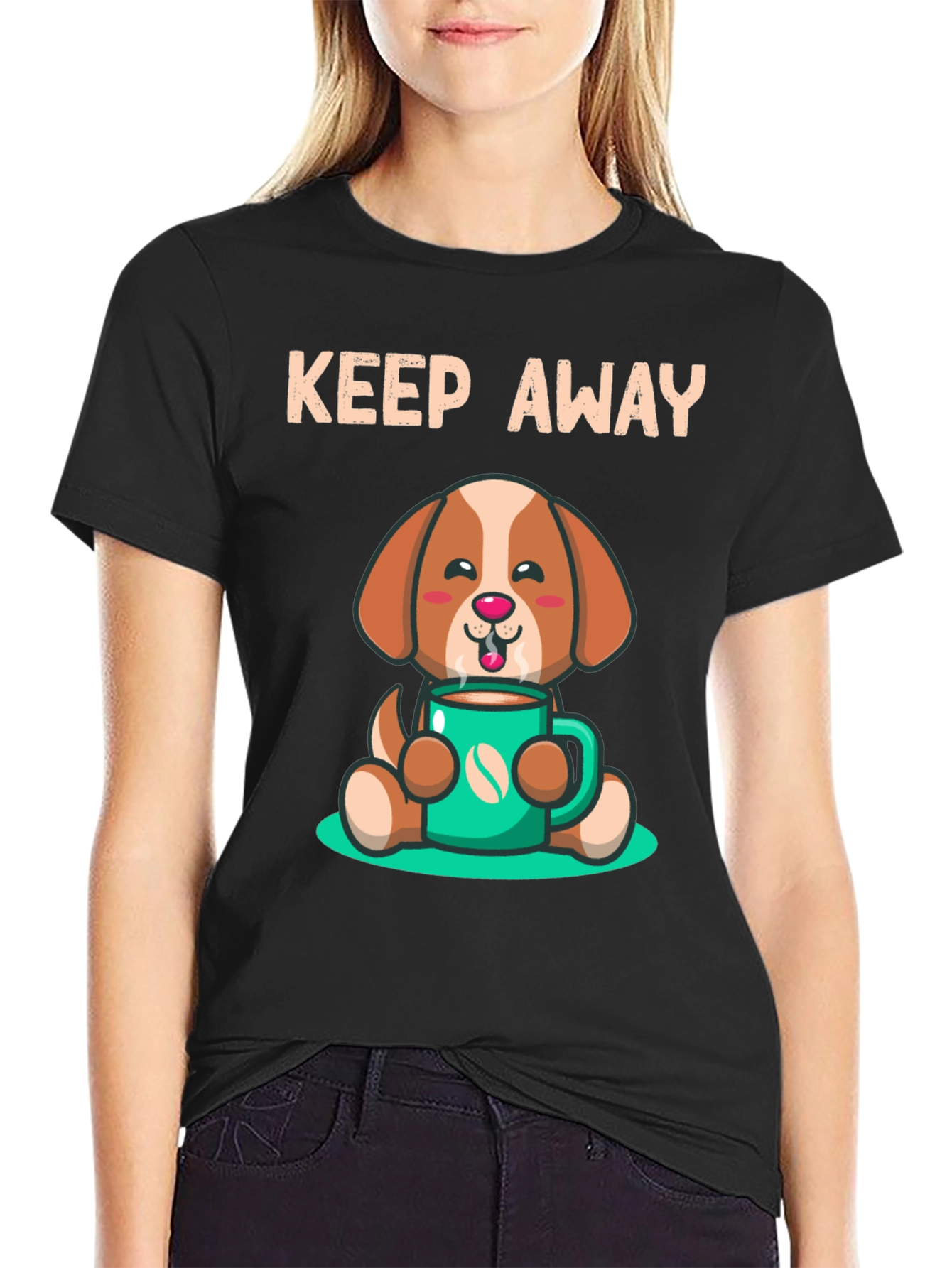 Cute Dog with Coffee T-Shirt - Keep Away Design