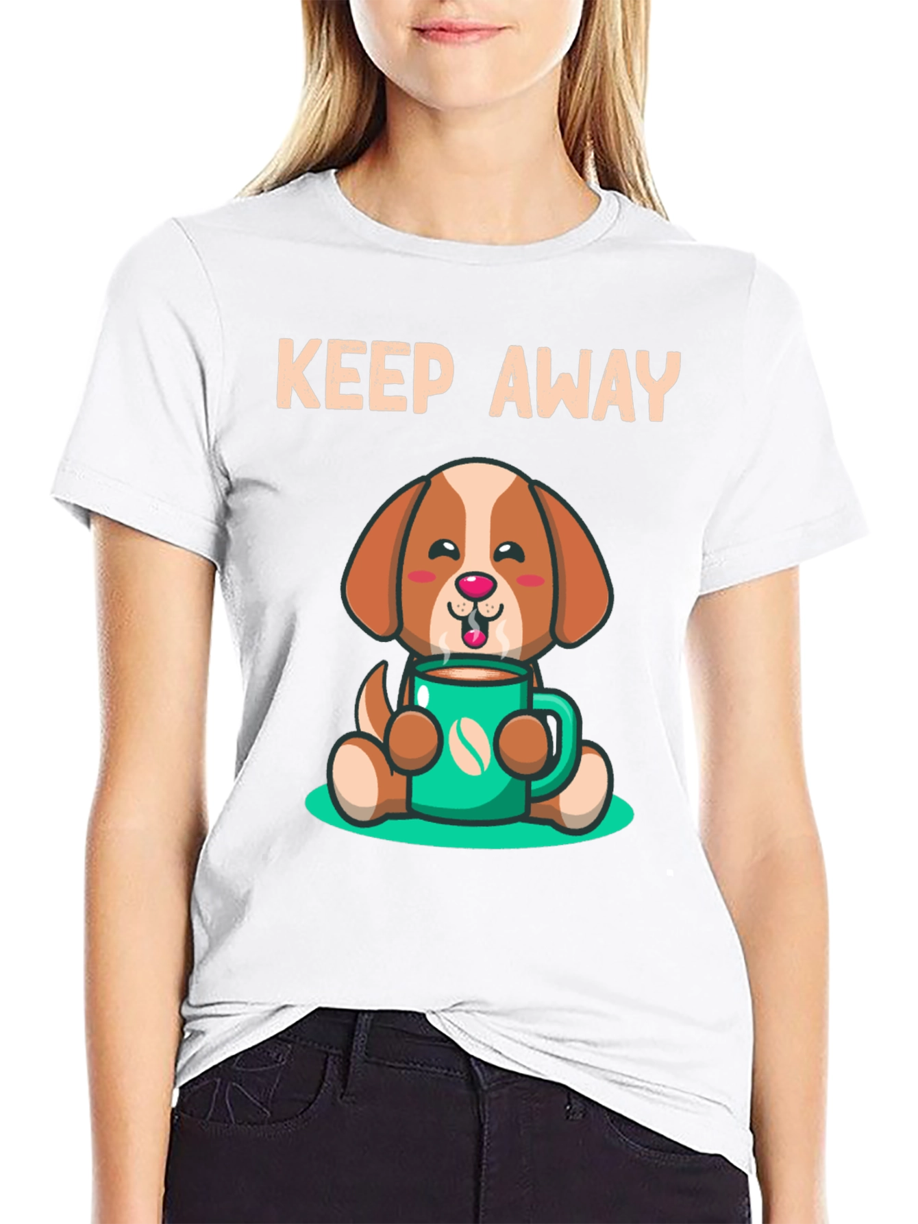 Cute Dog with Coffee T-Shirt - Keep Away Design
