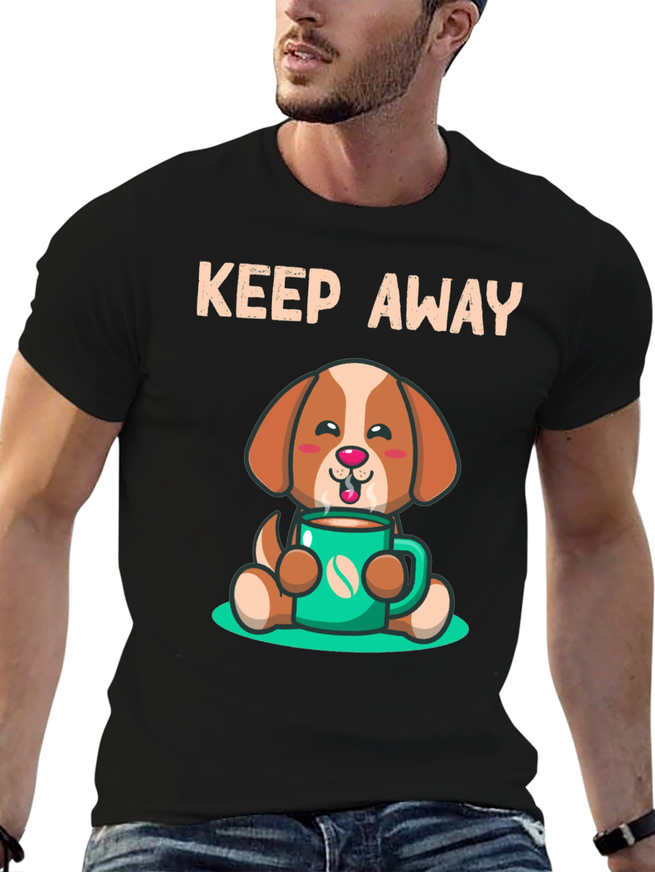 Cute Dog with Coffee T-Shirt - Keep Away Design