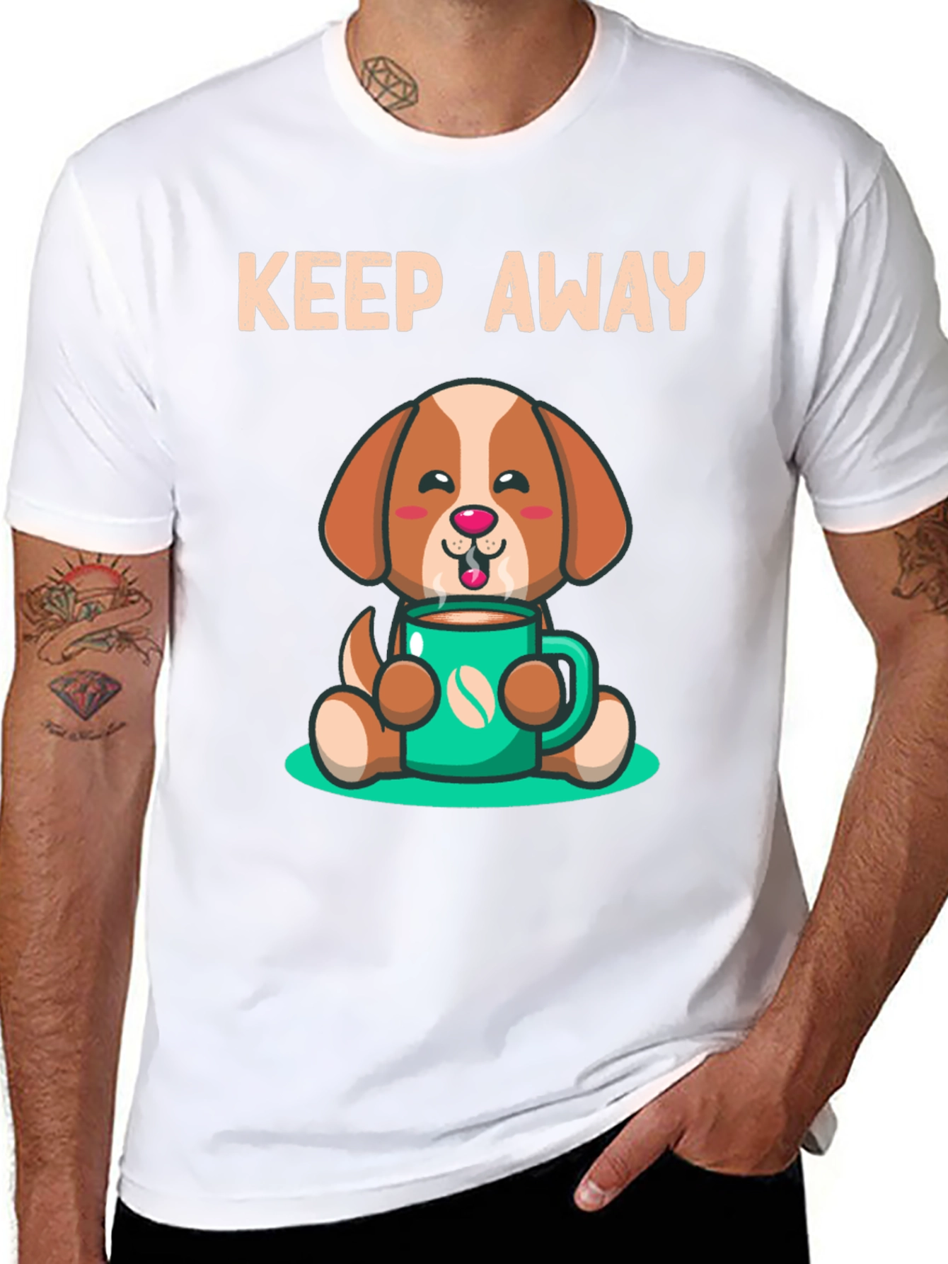 Cute Dog with Coffee T-Shirt - Keep Away Design
