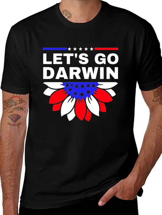 Lets Go Darwin Graphic Tee - Patriotic Sunflower Design