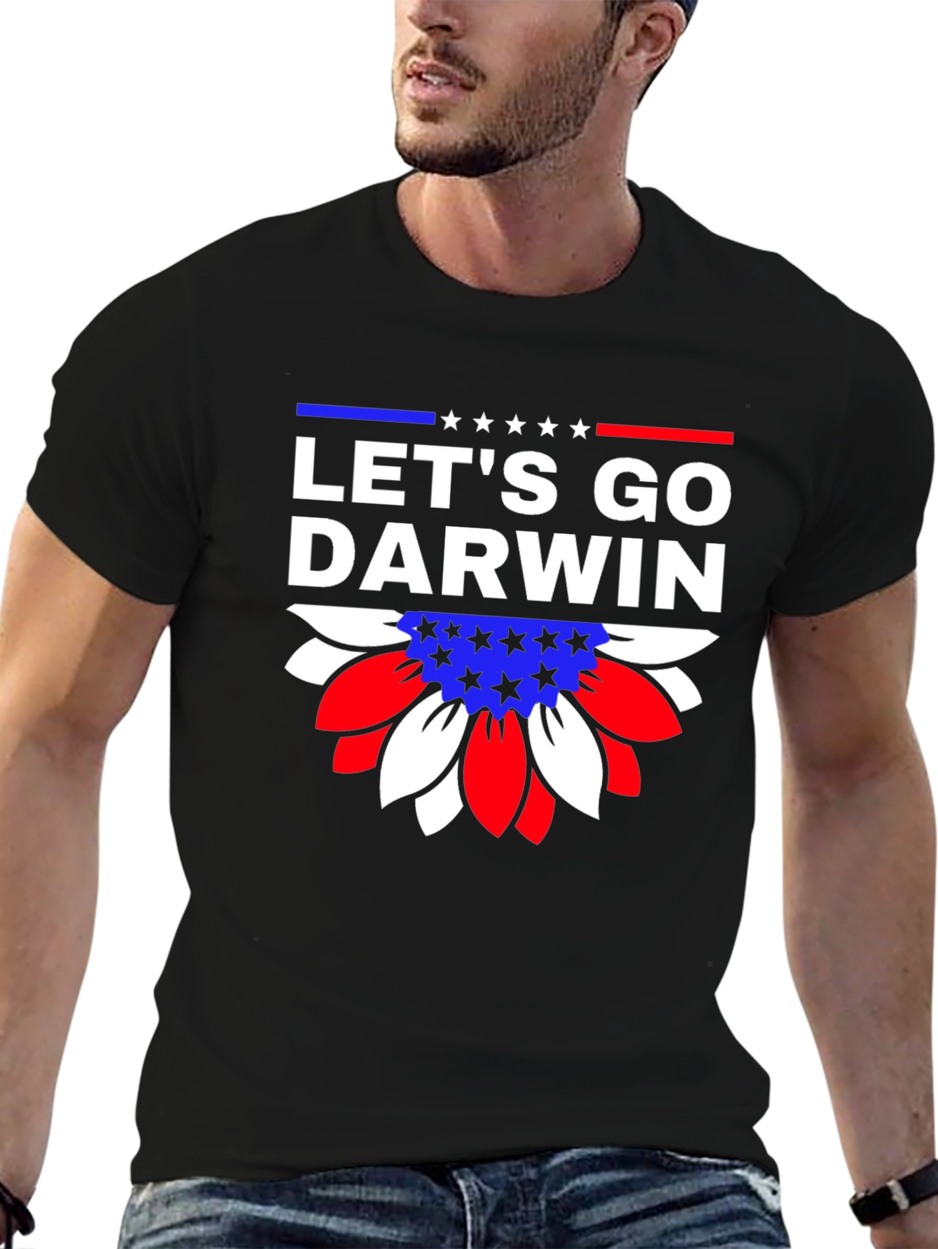 Lets Go Darwin Graphic Tee - Patriotic Sunflower Design