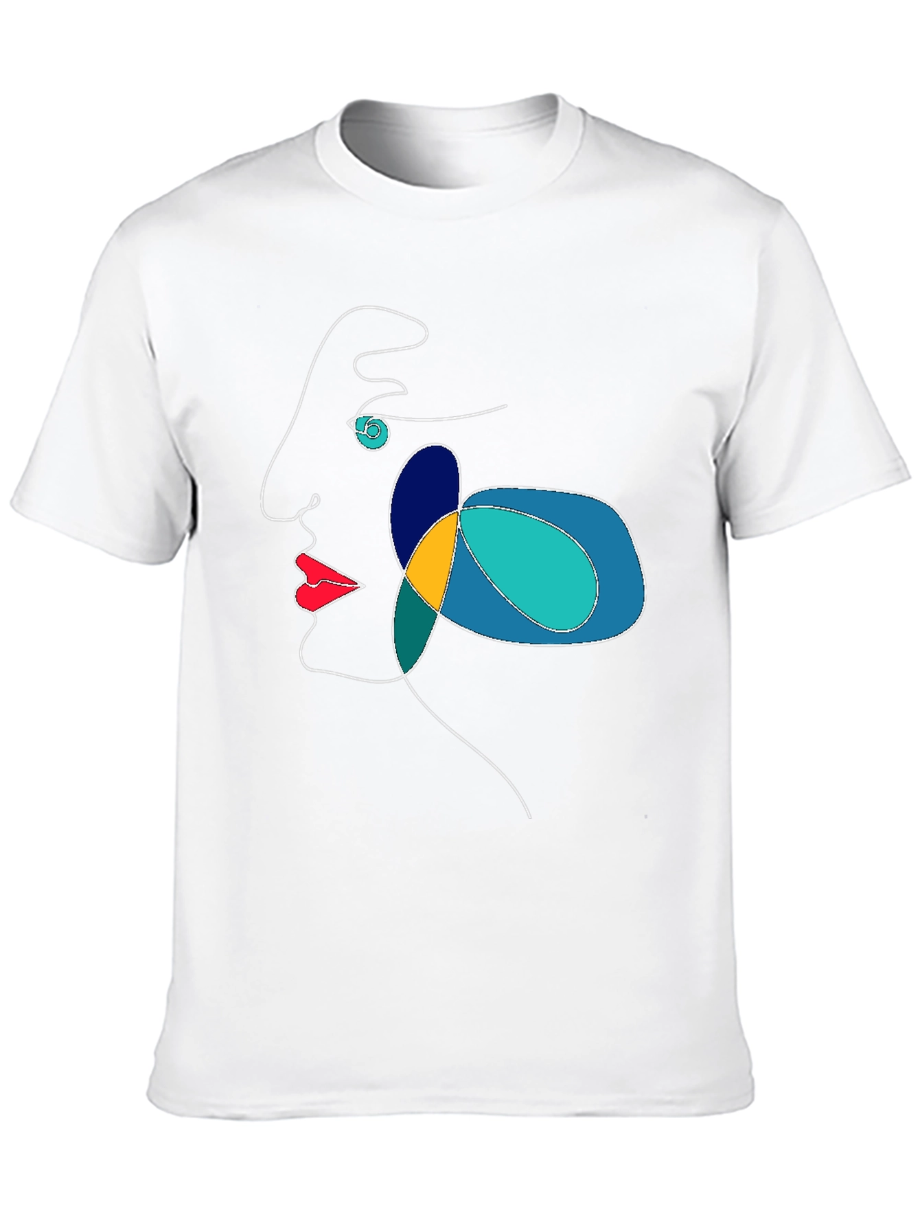 Abstract Face Line Art T-Shirt - Modern Graphic Tee