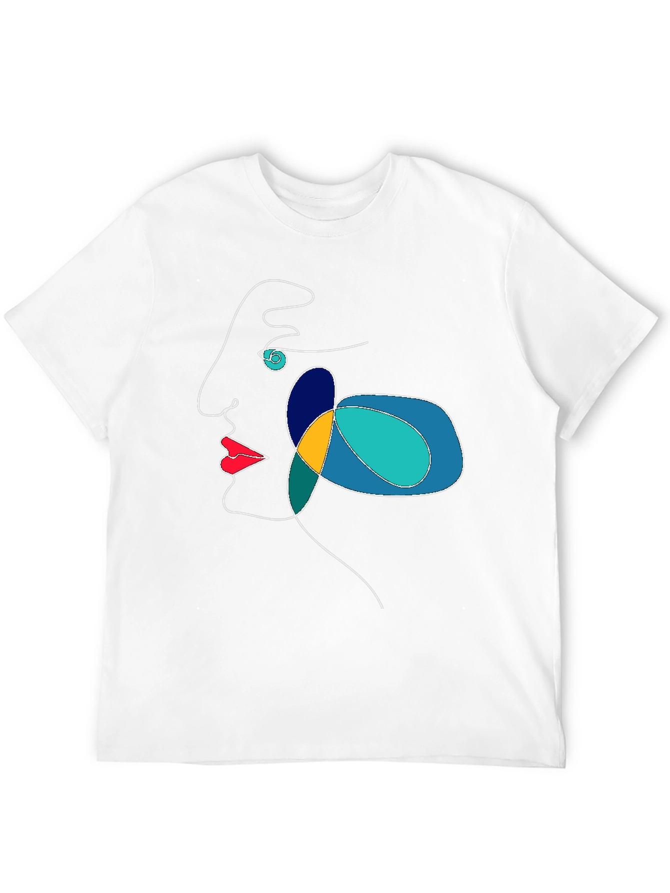 Abstract Face Line Art T-Shirt - Modern Graphic Tee