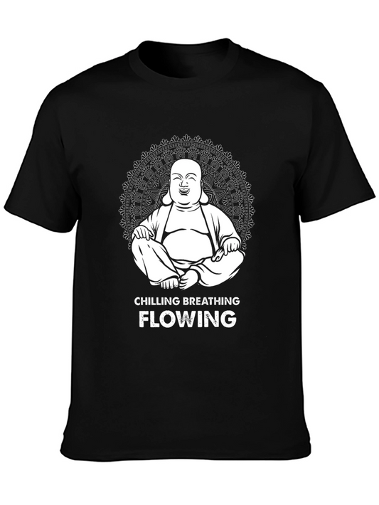 Buddha Graphic Black T-Shirt - Chilling Breathing Flowing