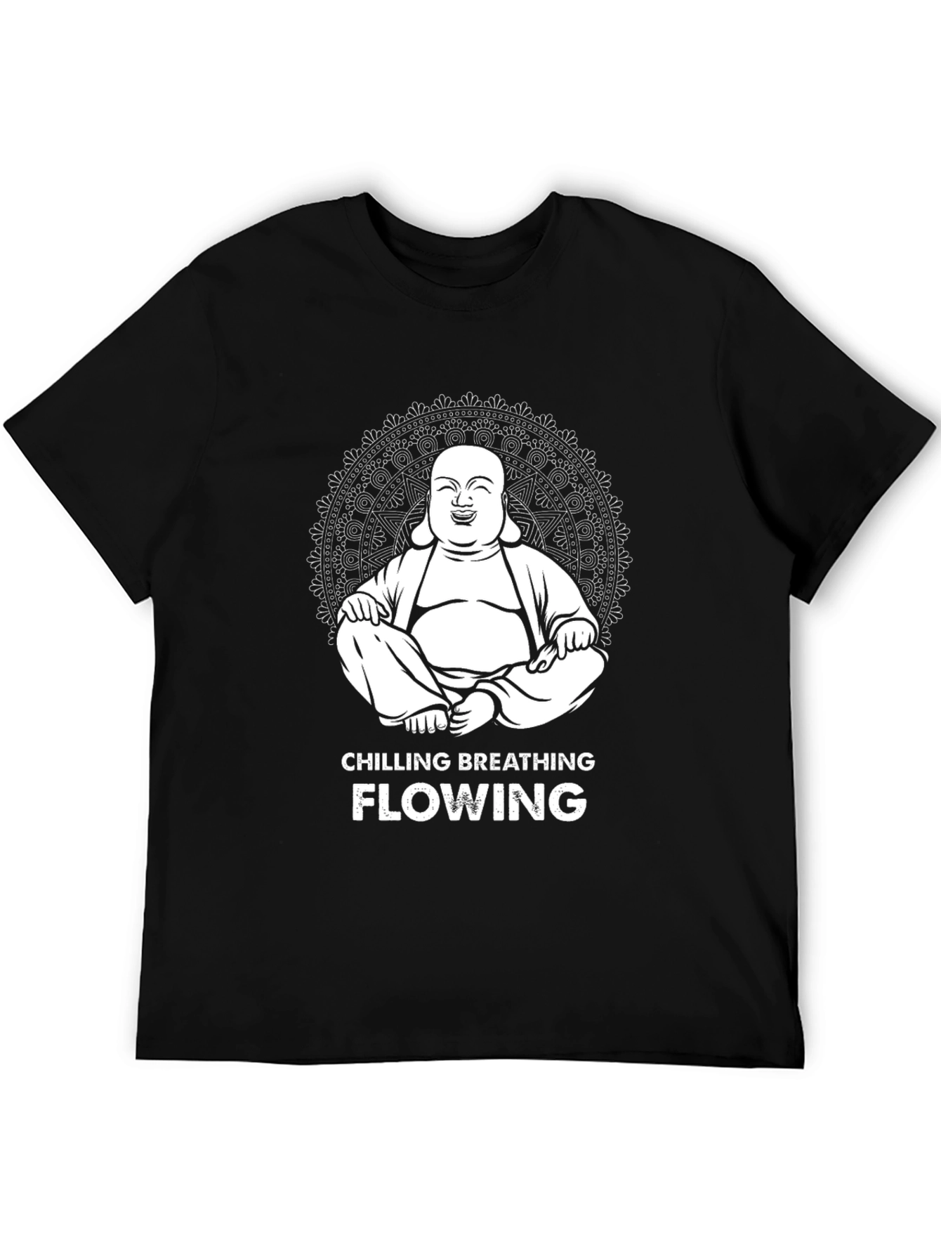 Buddha Graphic Black T-Shirt - Chilling Breathing Flowing