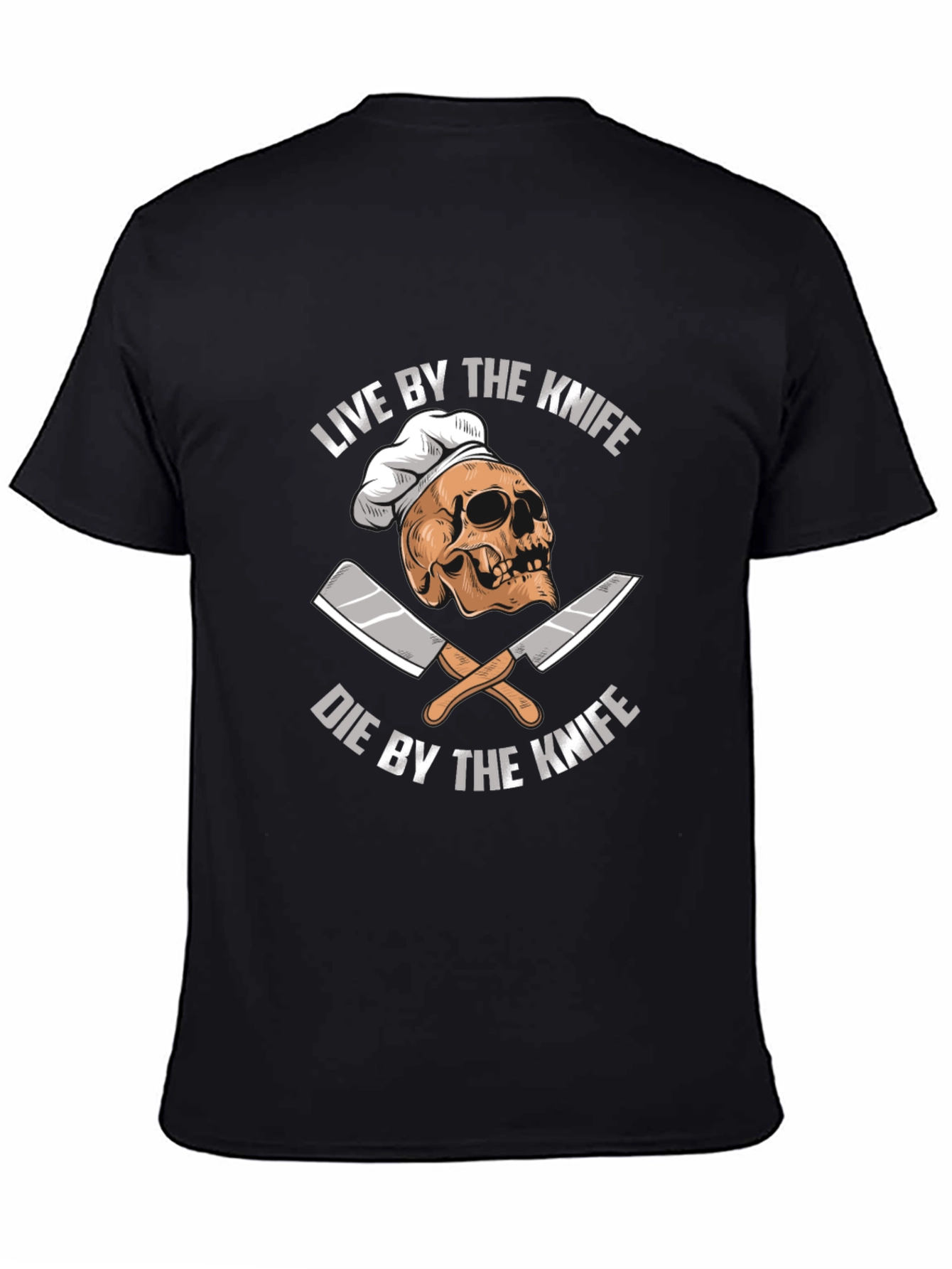 Live By The Knife Skull Chef T-Shirt