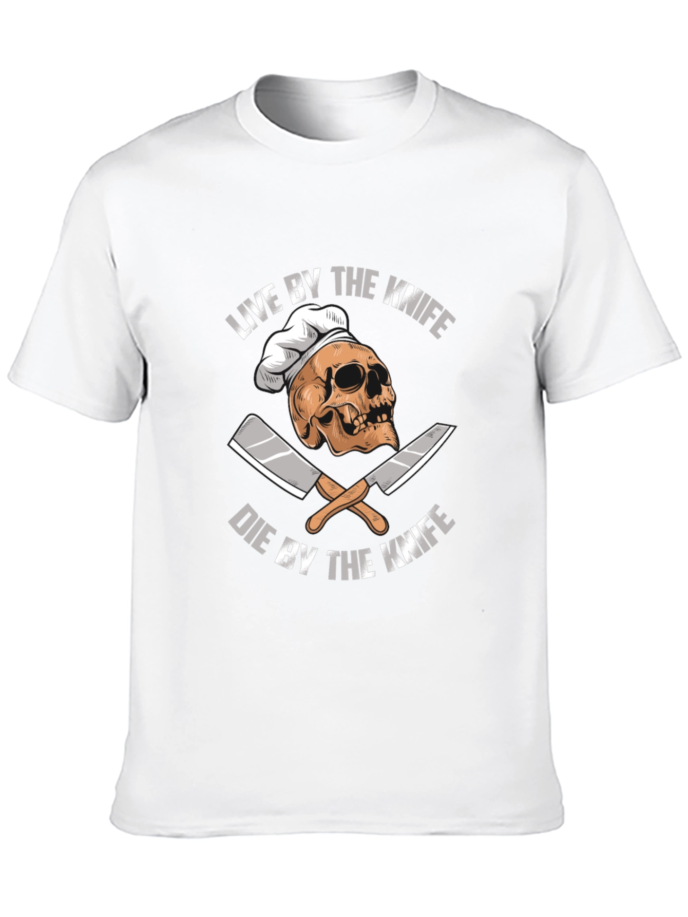 Live By The Knife Skull Chef T-Shirt
