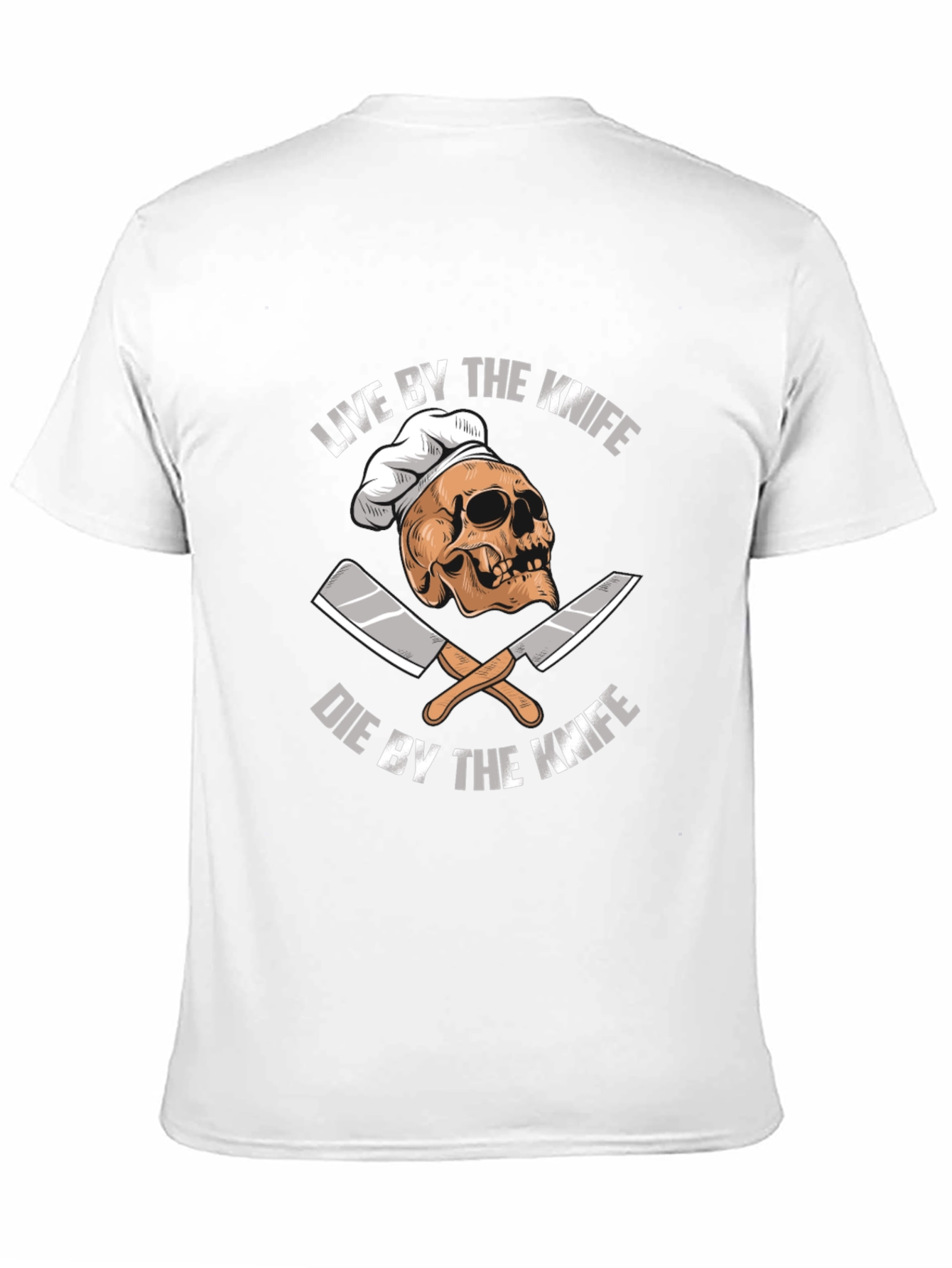 Live By The Knife Skull Chef T-Shirt