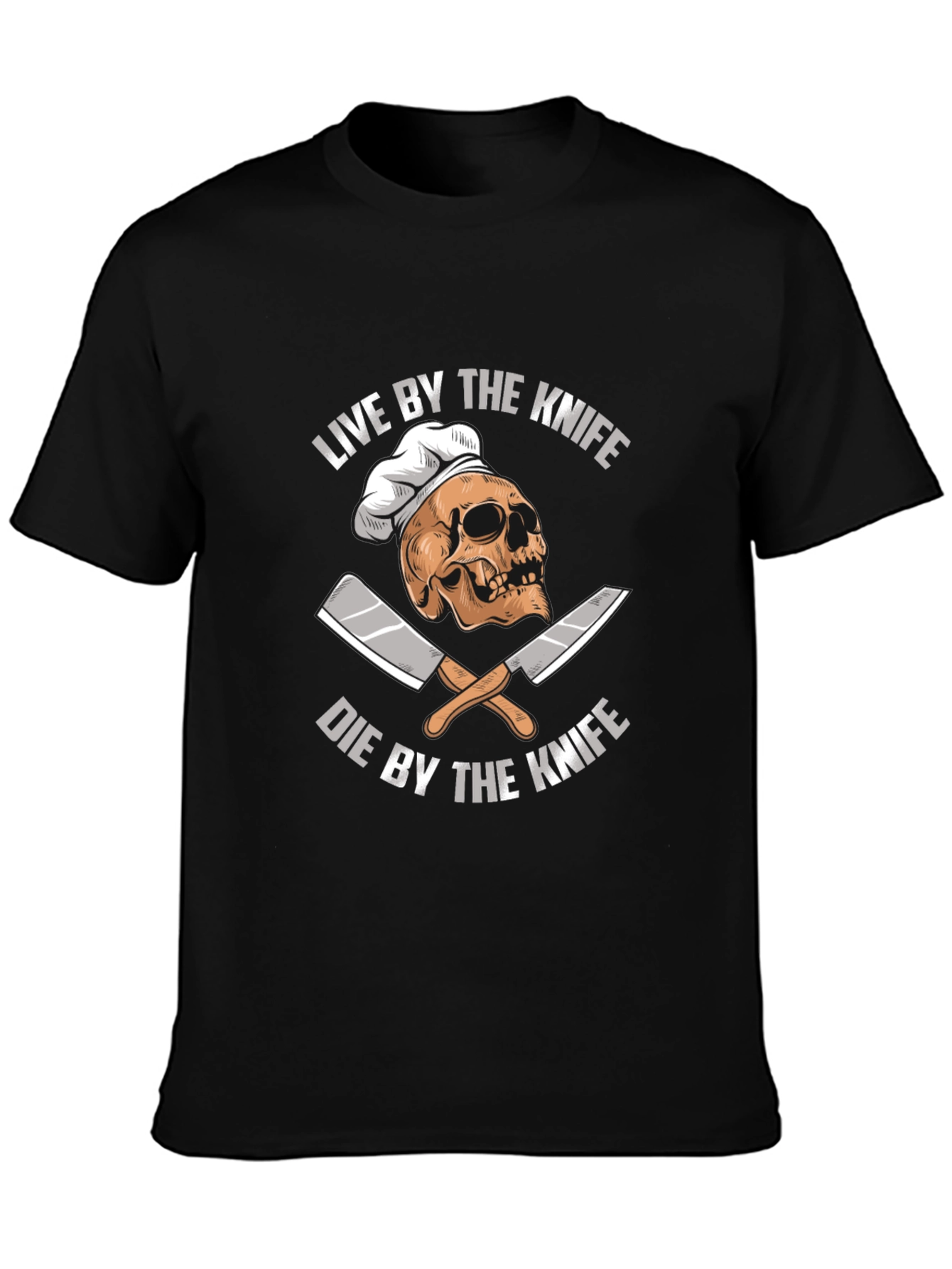 Live By The Knife Skull Chef T-Shirt