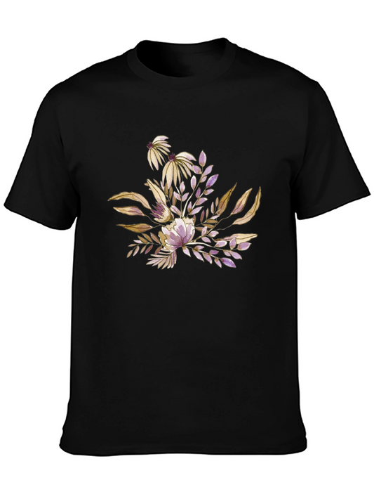 Floral Bouquet Graphic Black T-Shirt