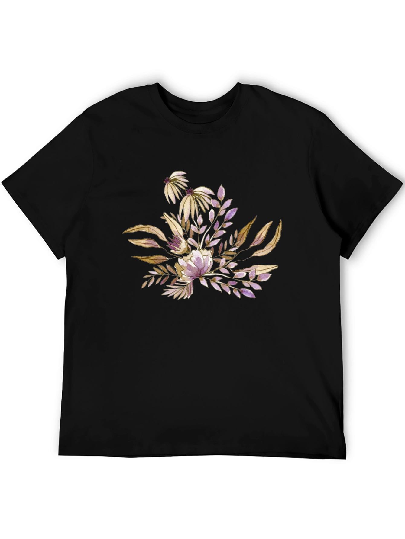 Floral Bouquet Graphic Black T-Shirt