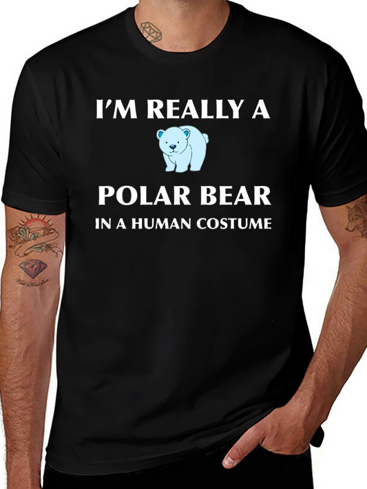 Im Really a Polar Bear Mens Black T-Shirt