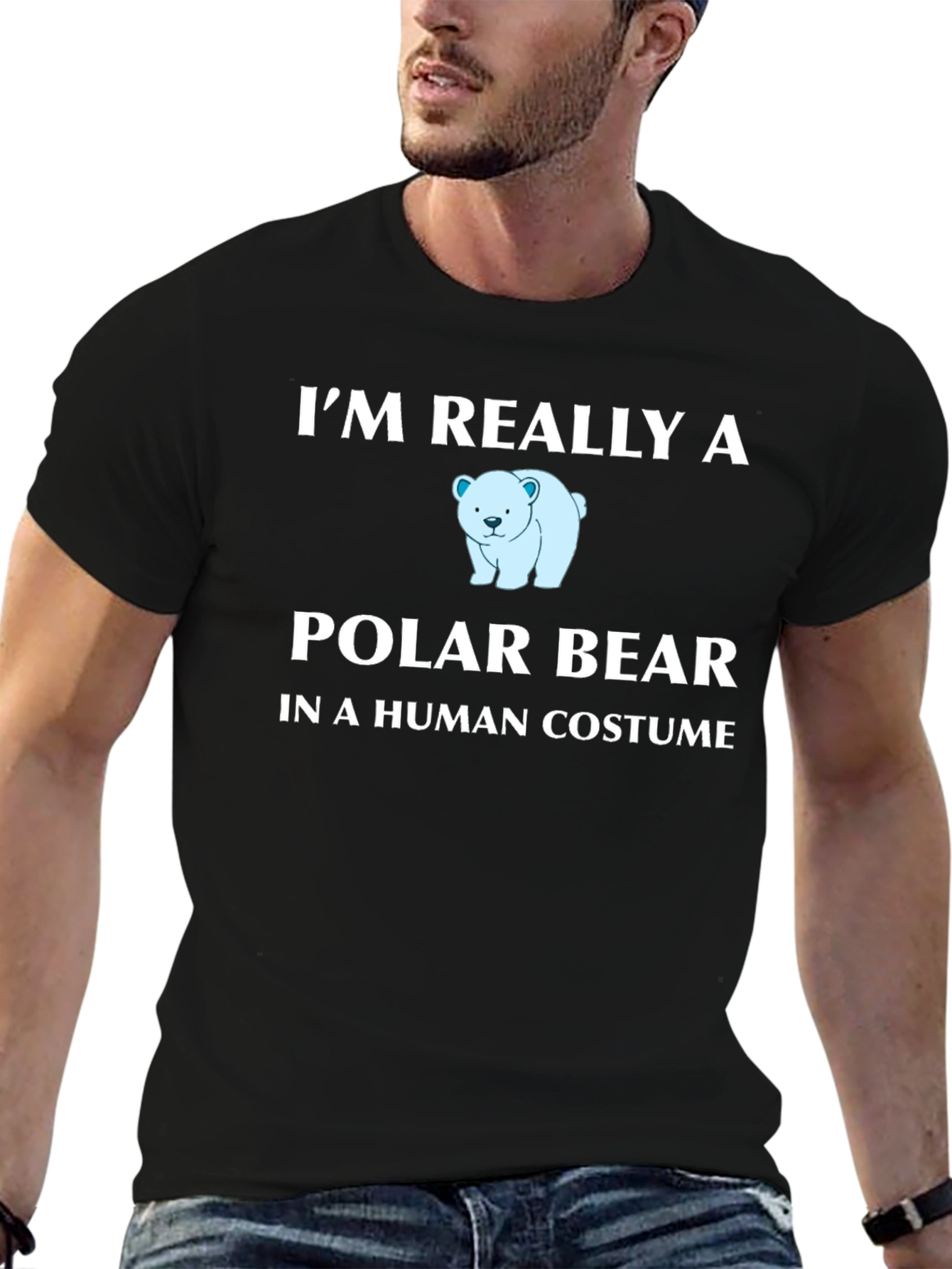Im Really a Polar Bear Mens Black T-Shirt