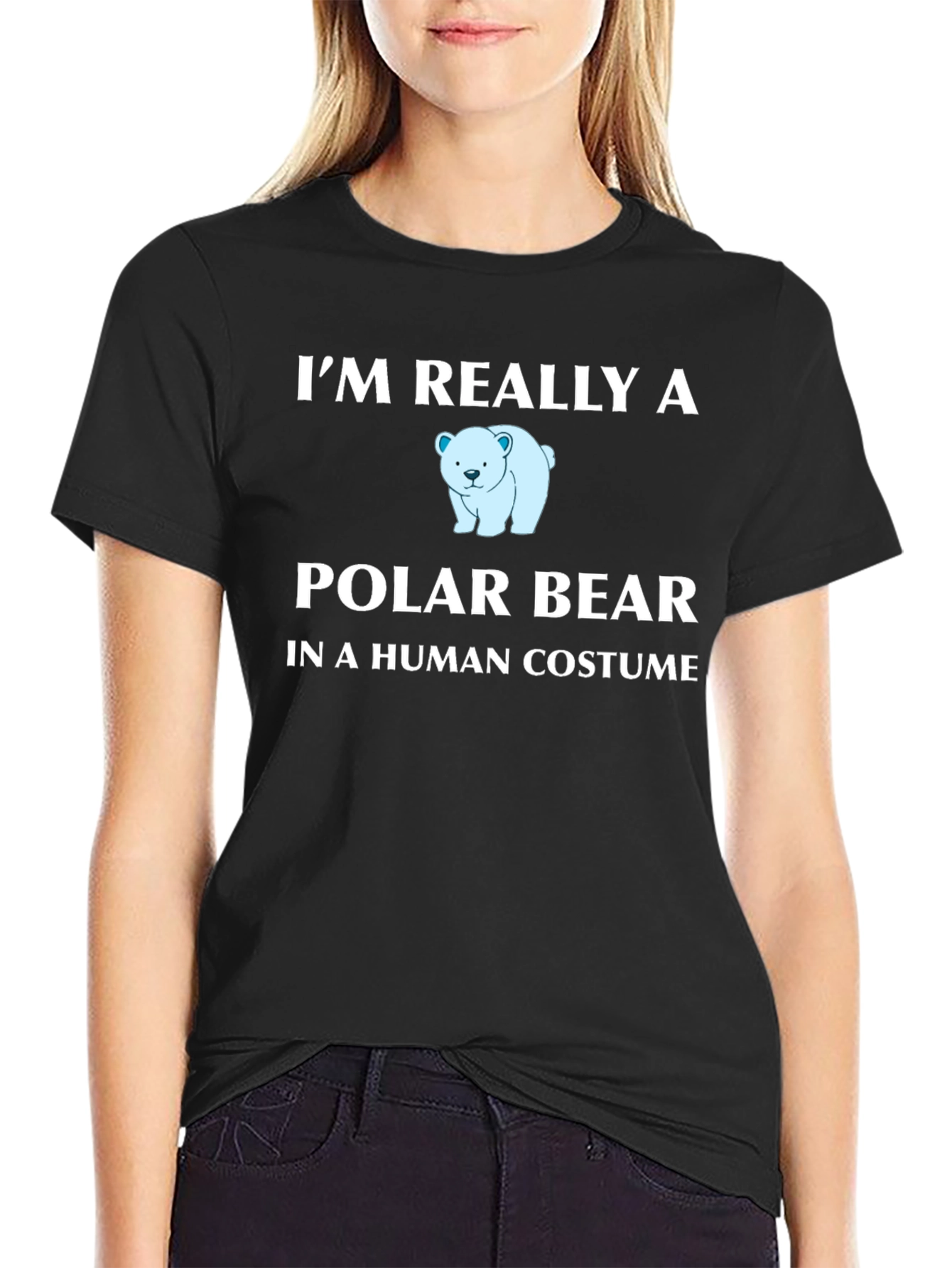 Im Really a Polar Bear Mens Black T-Shirt