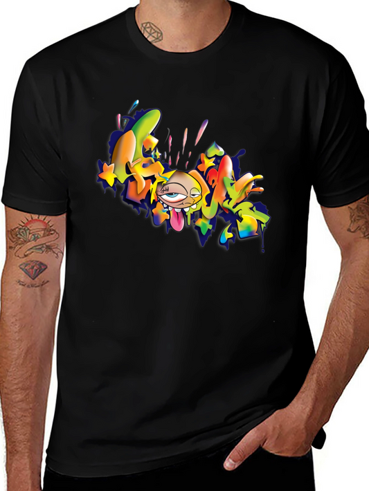 Cool Cartoon Graphic T-Shirt - Black