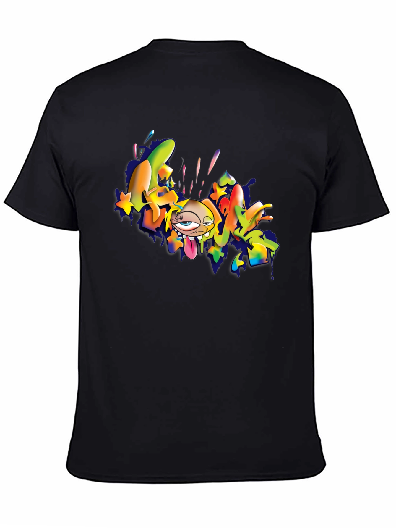 Cool Cartoon Graphic T-Shirt - Black