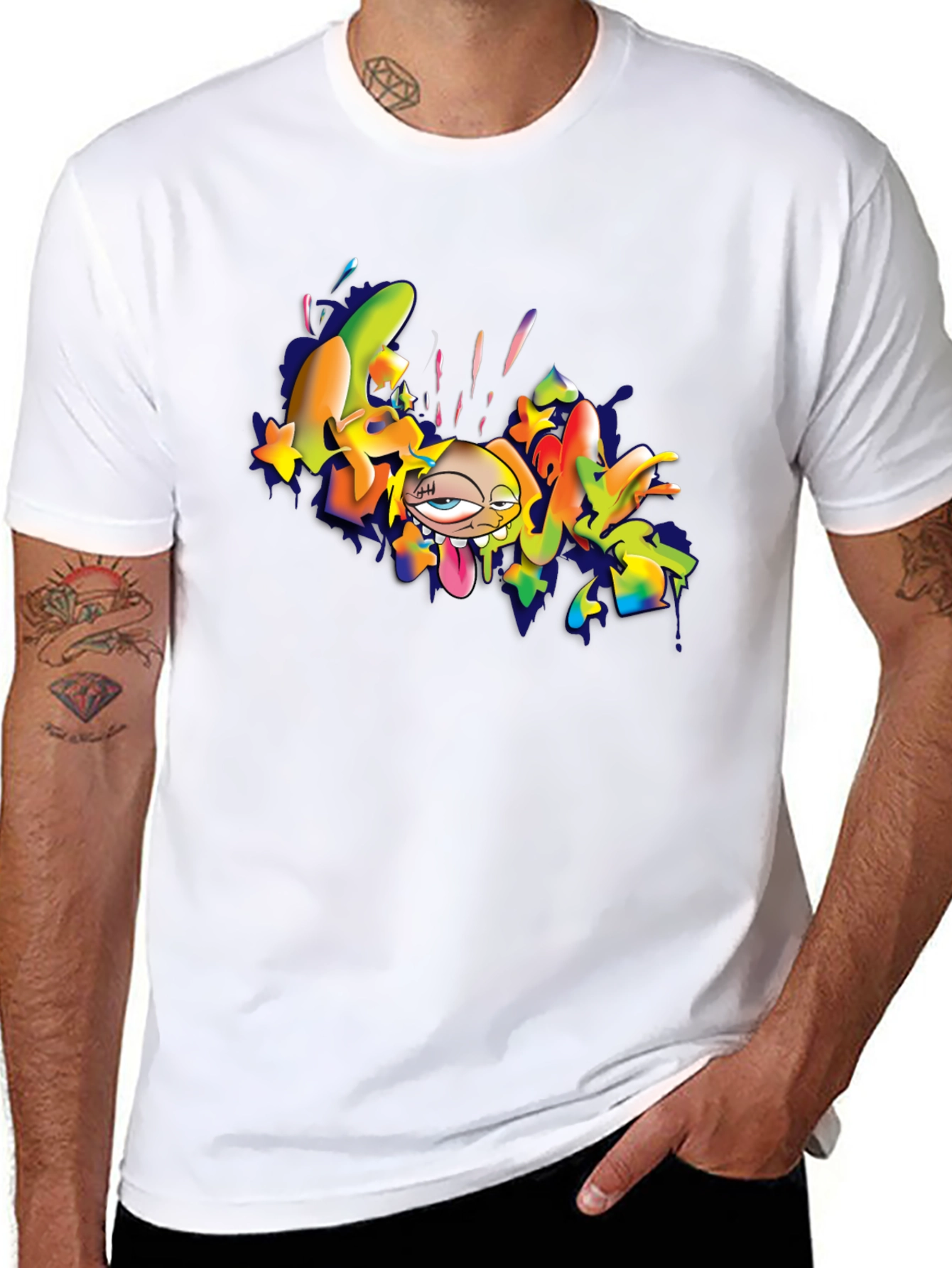 Cool Cartoon Graphic T-Shirt - Black