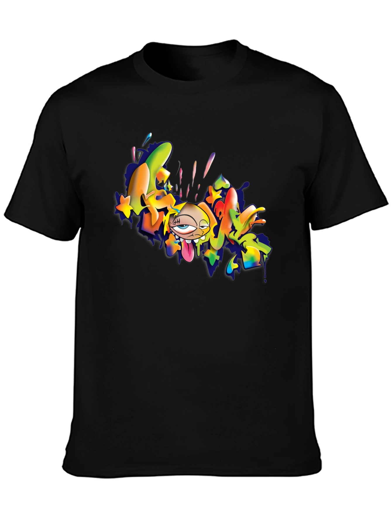 Cool Cartoon Graphic T-Shirt - Black