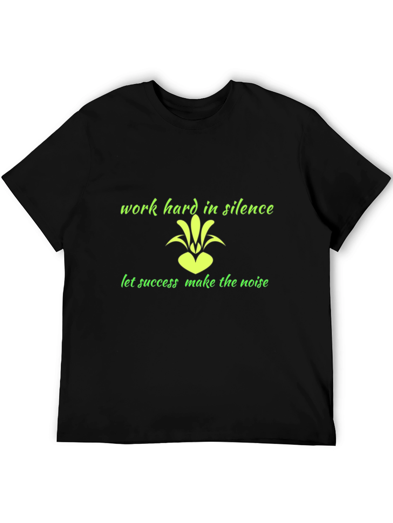 Motivational Black T-Shirt - Work Hard in Silence