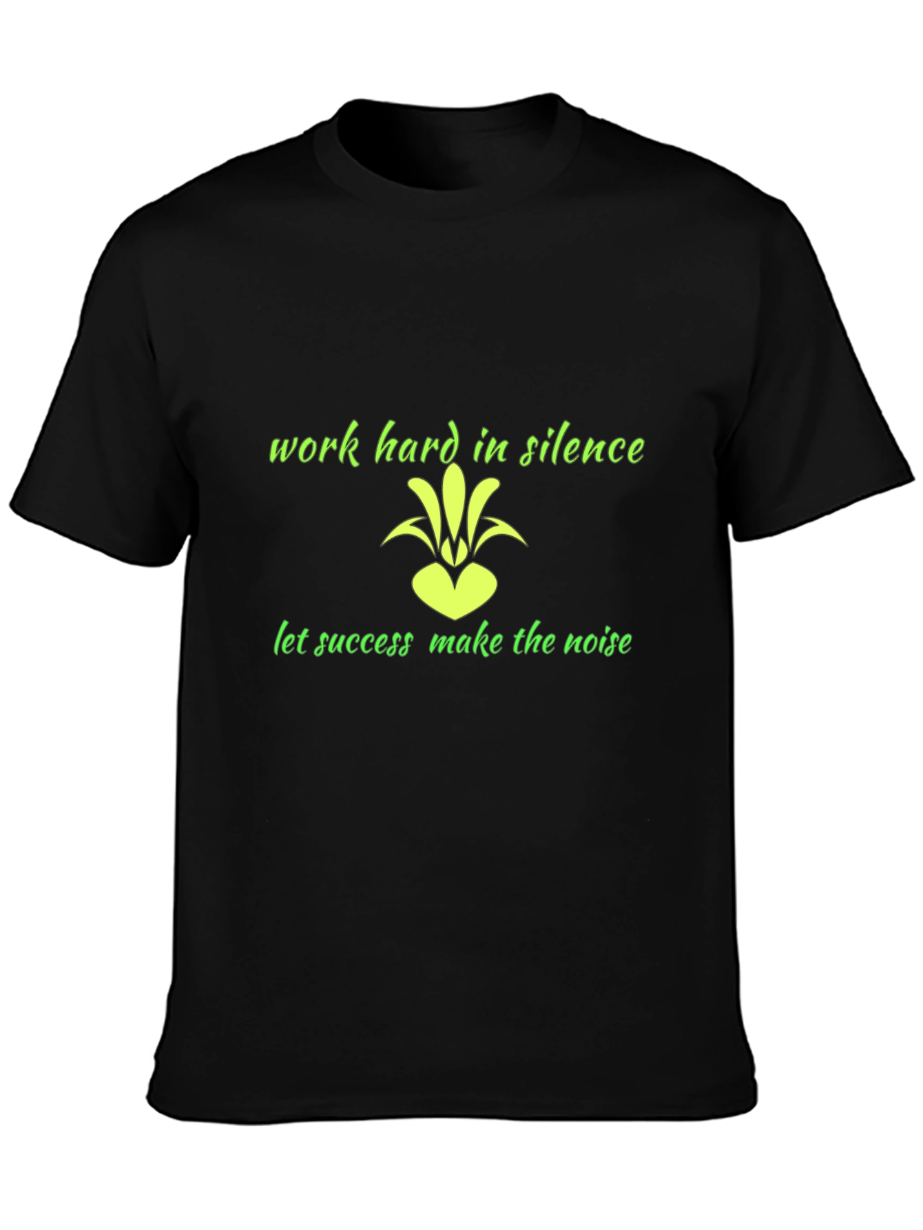 Motivational Black T-Shirt - Work Hard in Silence