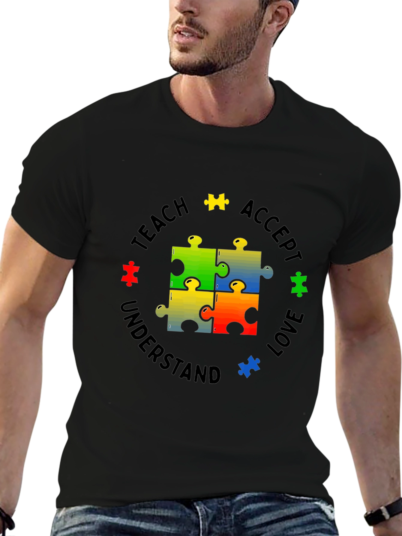 Autism Awareness Puzzle Piece Graphic T-Shirt