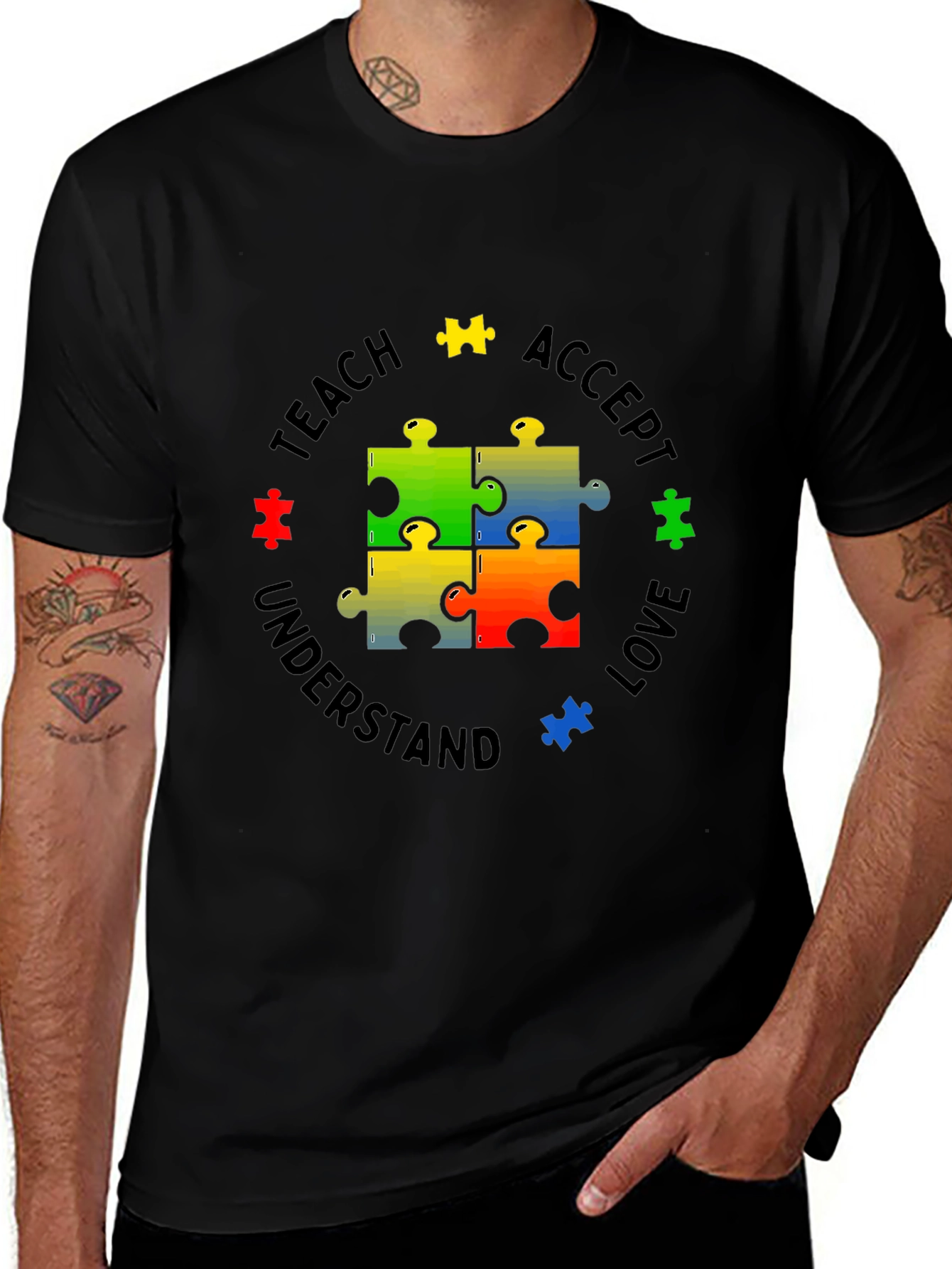 Autism Awareness Puzzle Piece Graphic T-Shirt