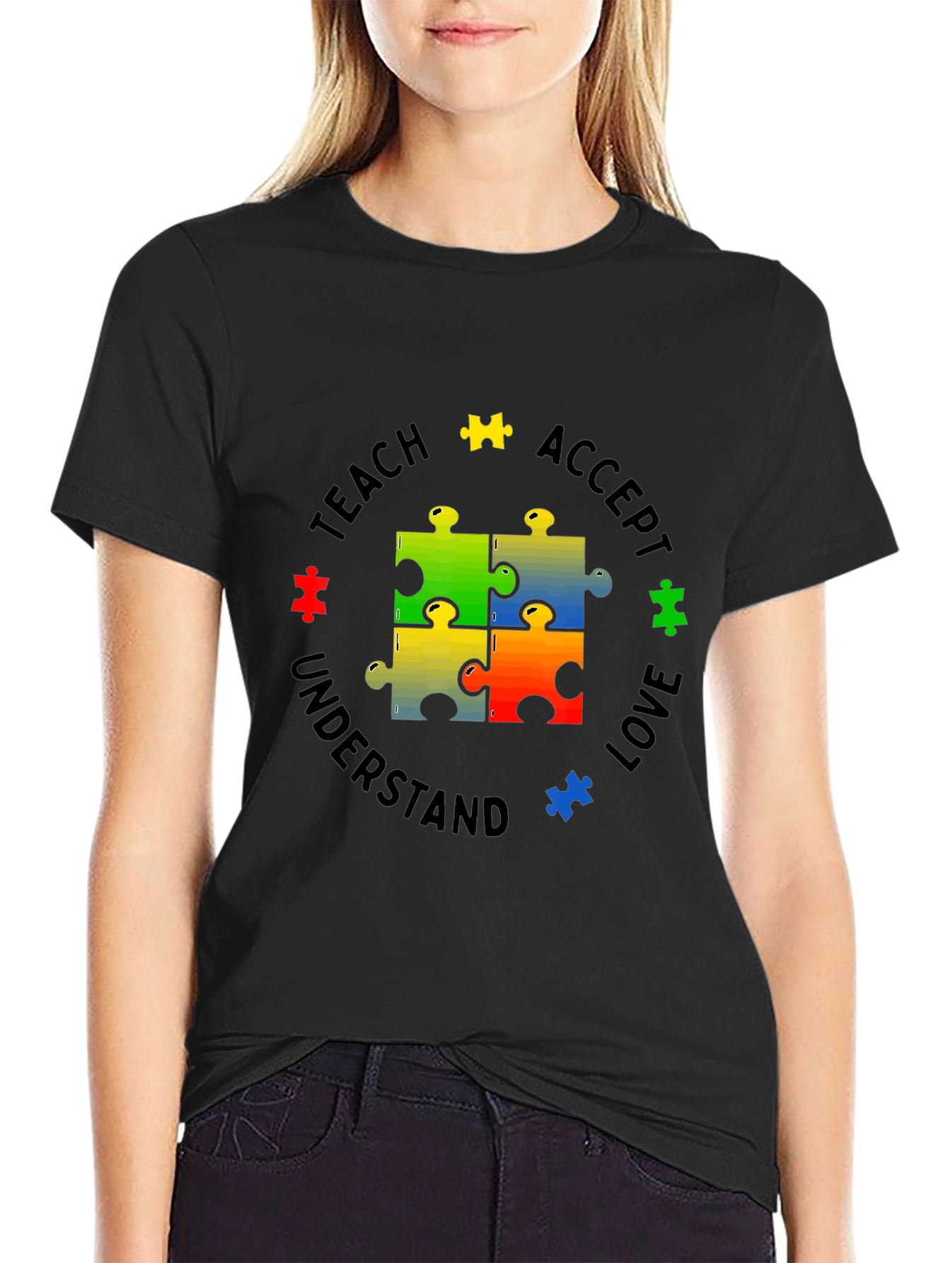 Autism Awareness Puzzle Piece Graphic T-Shirt