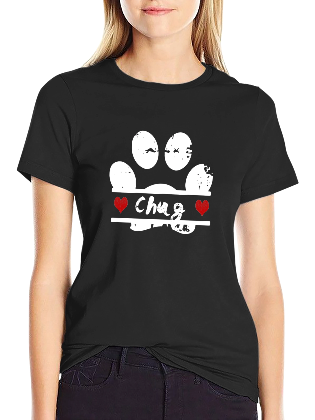 Chug Paw Print Graphic T-Shirt - Dog Lover Tee
