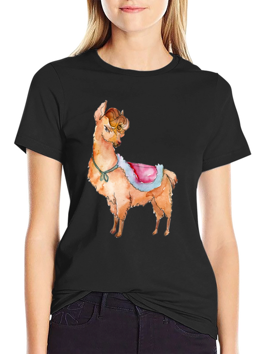 Llama Graphic Print T-Shirt - Cute & Stylish