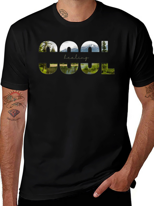Cool Healing Nature Graphic Black T-Shirt