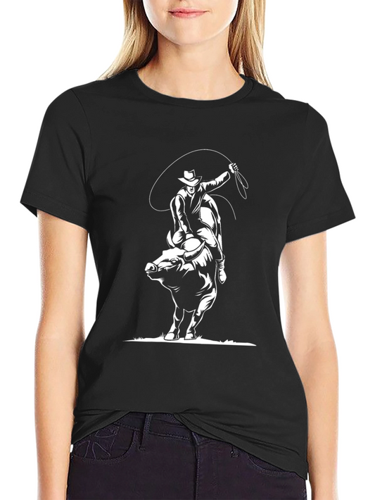Cowboy Bull Riding Black T-Shirt