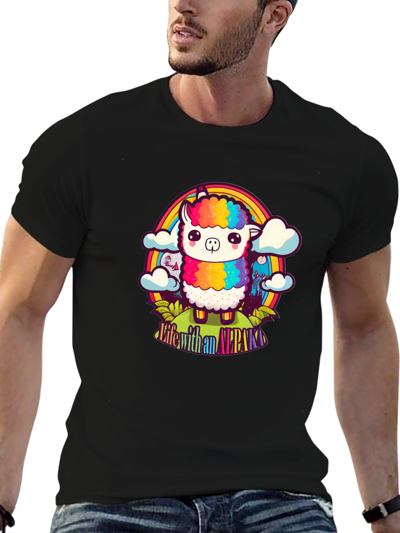 Life with an Alpaca Rainbow T-Shirt