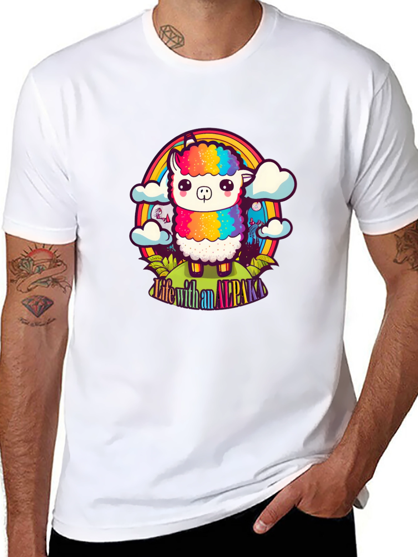 Life with an Alpaca Rainbow T-Shirt