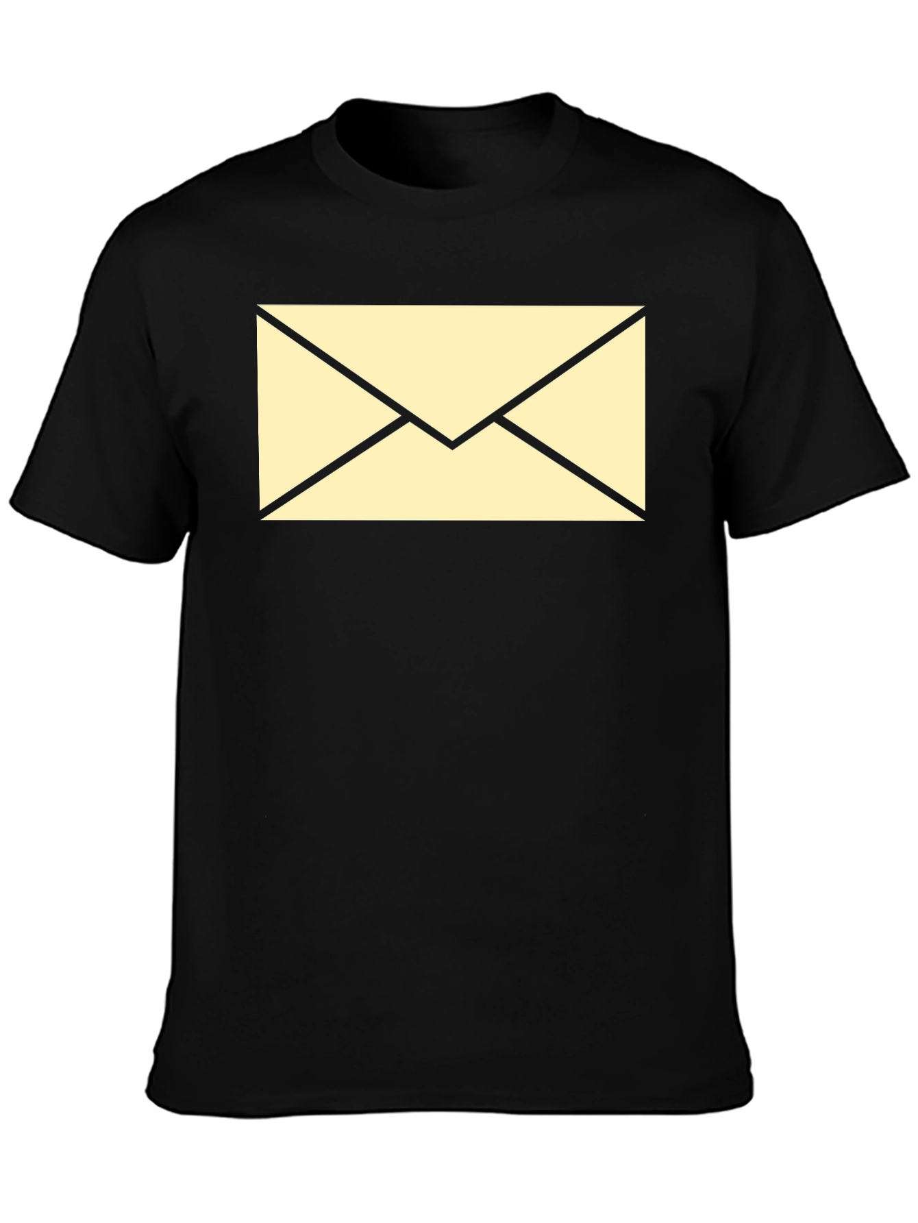 Black T-Shirt with Envelope Graphic
