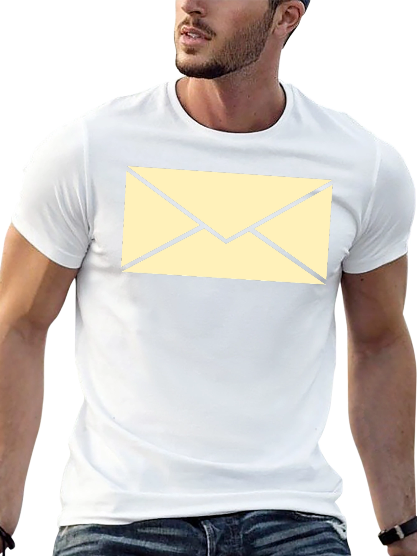 Black T-Shirt with Envelope Graphic