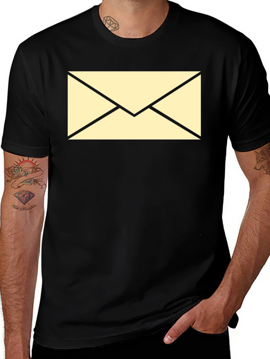 Black T-Shirt with Envelope Graphic